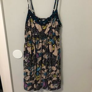 butterfly print dress with pockets